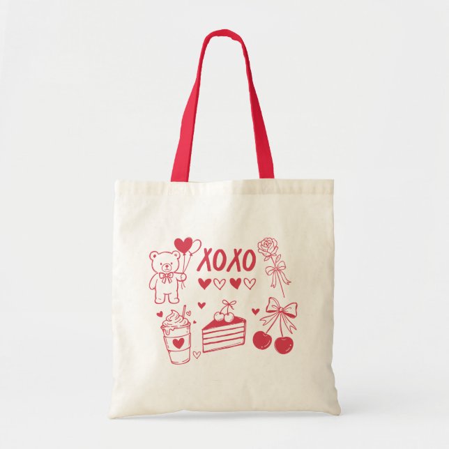 Preppy Valentine XOXO | Cute Coquette Aesthetic Tragetasche (Vorne)