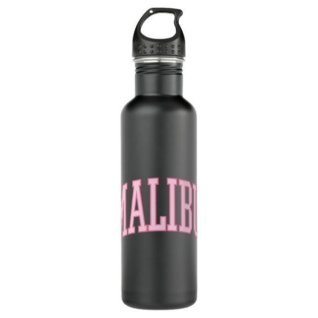 Preppy Varsity Pink Malibu Kalifornien Edelstahlflasche (Vorderseite)