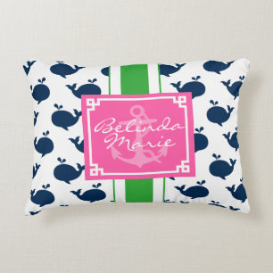 Preppy Wal-Muster-personalisiertes Monogramm Zierkissen