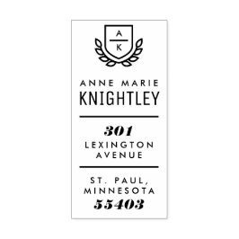 Preppy-Wappen-Monogramm-Rücksendeadresse-Briefmark Gummistempel