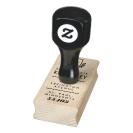 Preppy-Wappen-Monogramm-Rücksendeadresse-Briefmark Gummistempel