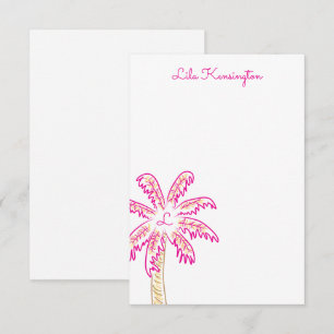 Preppy Wassercolor Palm Tree Monogram Mitteilungsk Dankeskarte