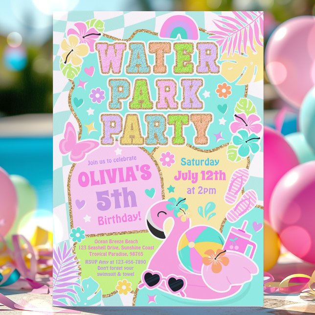 Preppy Water Park Party Niedlich Giro Pool Geburts Einladung (Von Creator hochgeladen)