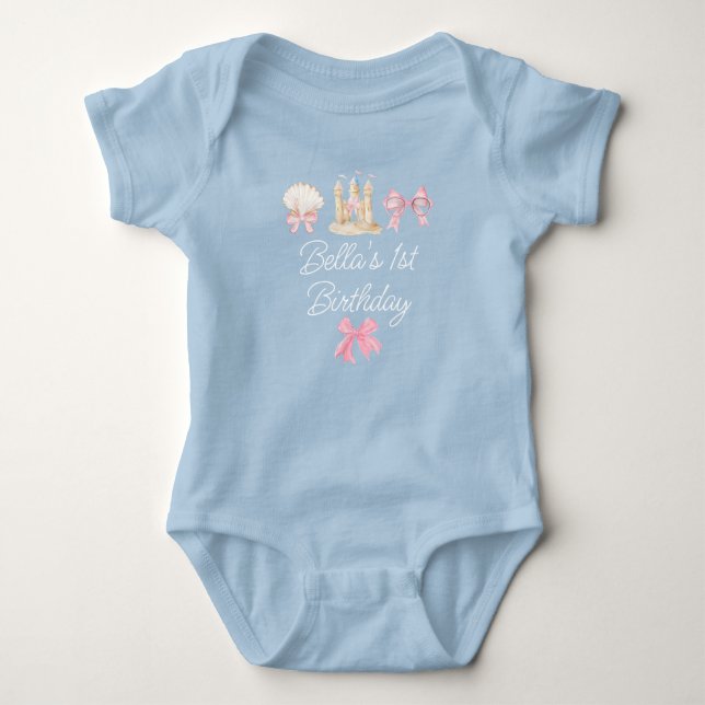 Preppy Watercolor Beach Party Baby Strampler (Vorderseite)