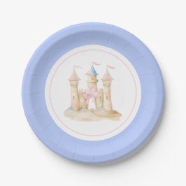 Preppy Watercolor Beach Sand Castle Party Pappteller