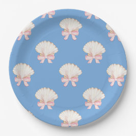 Preppy Watercolor Beach Seashells Party Pappteller