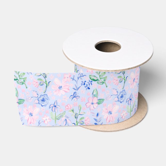 Preppy Watercolor bearbeitet Satinband (Spule)