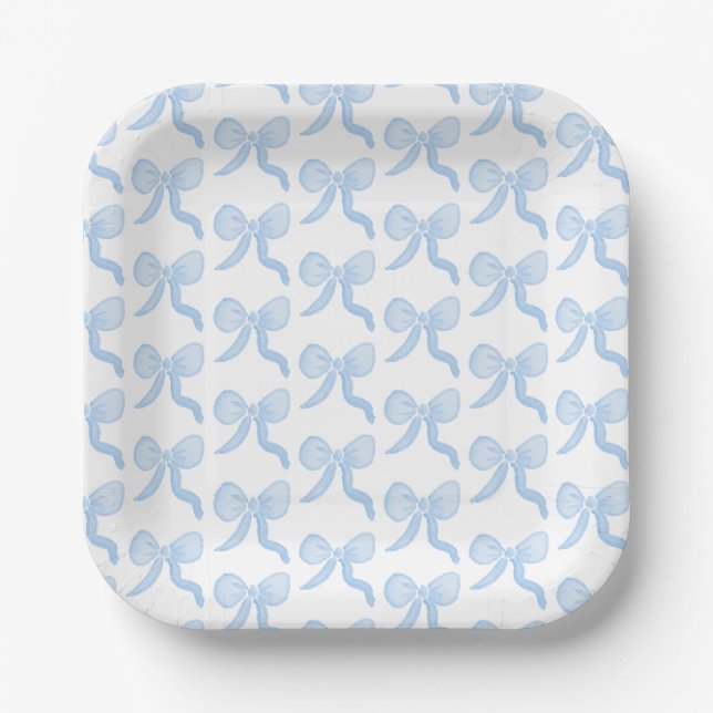 Preppy Watercolor Blue Boards Pappteller (Vorderseite)