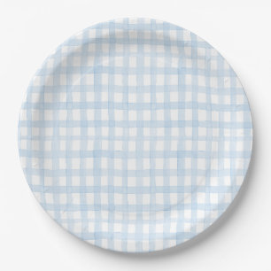 Preppy Watercolor Blue Gingham Pappteller