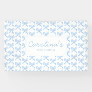 Preppy Watercolor Blue Watercolor Bows Personalisi Banner