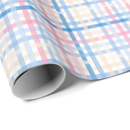 Preppy Watercolor Pastel Gingham kariertes Party Geschenkpapier