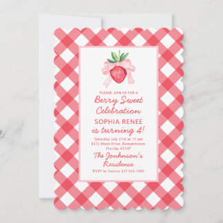 Preppy Watercolor Strawberries Berry Sweet Einladung