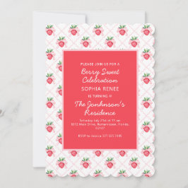 Preppy Watercolor Strawberries Berry Sweet Einladung