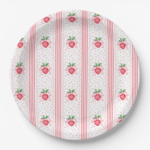 Preppy Watercolor Strawberries Berry Sweet Pappteller