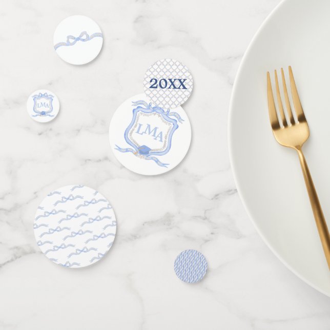Preppy Wedgewood Monogram Abschluss Konfetti (Gruppe)