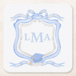 Preppy Wedgewood Monogram Abschluss Rechteckiger Pappuntersetzer