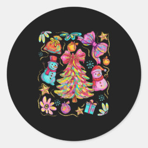 Preppy Weihnachten Coquette Schleife Spitze Fröhli Runder Aufkleber