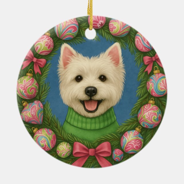 Preppy Westie Keramik Ornament (Hinten)