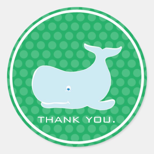 Preppy Whale - Danke Runder Aufkleber (Vorderseite)