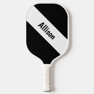 Preppy White auf Black Pickleball Paddle mit Name