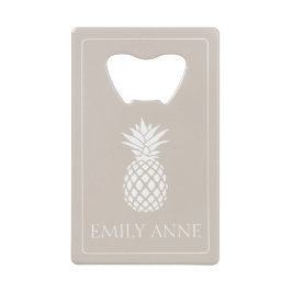 Preppy White Pineapple on Beige Geldbeutel Flaschenöffner