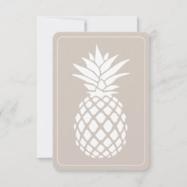 Preppy White Pineapple on Beige Mitteilungskarte