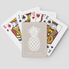 Preppy White Pineapple on Beige Spielkarten