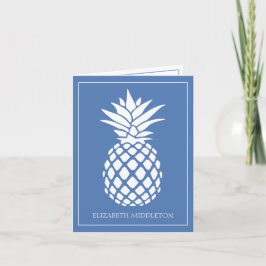 Preppy White Pineapple on Blue