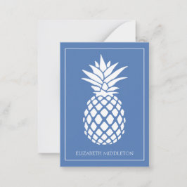 Preppy White Pineapple on Blue Mitteilungskarte