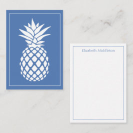 Preppy White Pineapple on Blue Mitteilungskarte