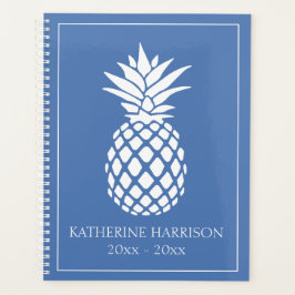 Preppy White Pineapple on Blue Planer