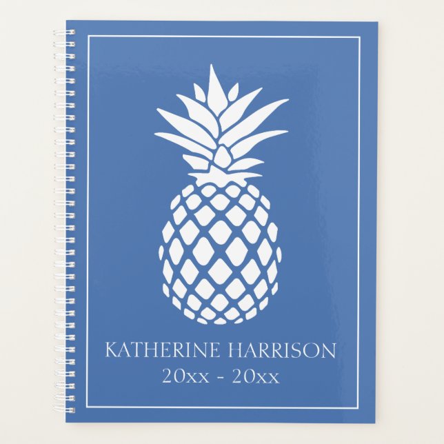 Preppy White Pineapple on Blue Planer (Vorderseite)