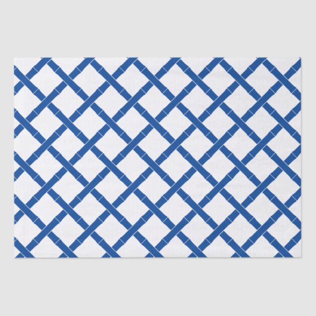 Preppy White und Blue Bamboo Seidenpapier (Vorderseite)