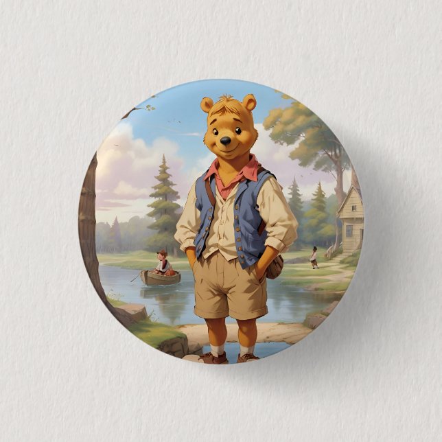 Preppy Winnie the Pooh 1 Button (Vorderseite)
