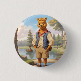 Preppy Winnie the Pooh 1 Button