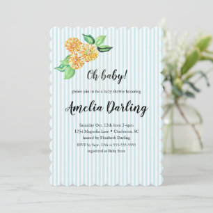 Preppy Yellow Blume Strip Babydusche Einladung