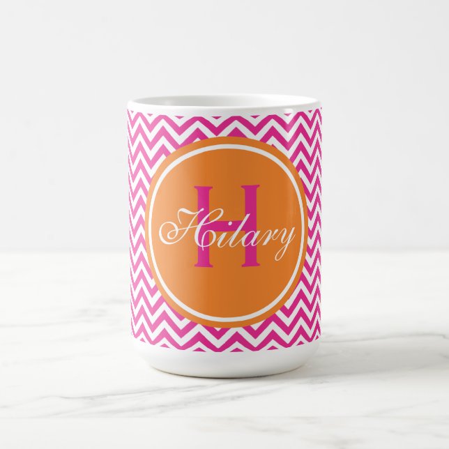 Preppy Zickzack im heißen Rosa Kaffeetasse (Mittel)