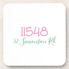 Preppy Zip Code Street-Adresse Personalisiert Getränkeuntersetzer