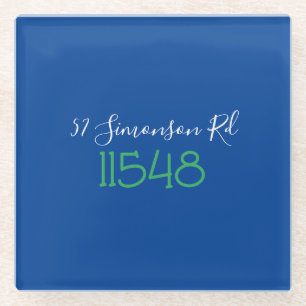 Preppy Zip Code Street-Adresse Personalisiert Glasuntersetzer