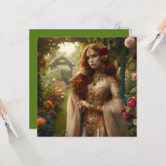 Preraphaeltie vergoldete Frau 2 im Garten Karte