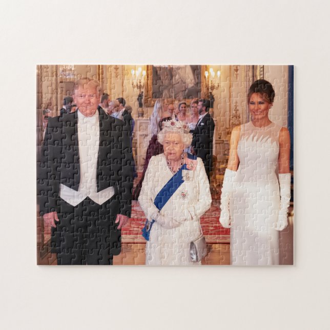 Pres & 1st Lady Trump mit Königin Elisabeth II (Horizontal)