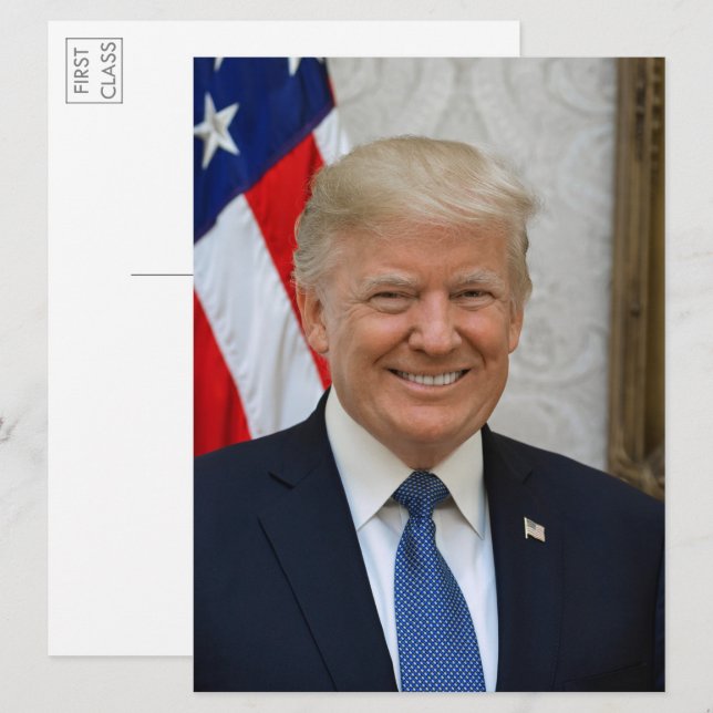 Prés. Donald Trump 2017 Portrait Grande carte post (Devant / Derrière)