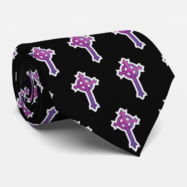 Presbyterian Cross Religious Black Krawatte (Gerollt)