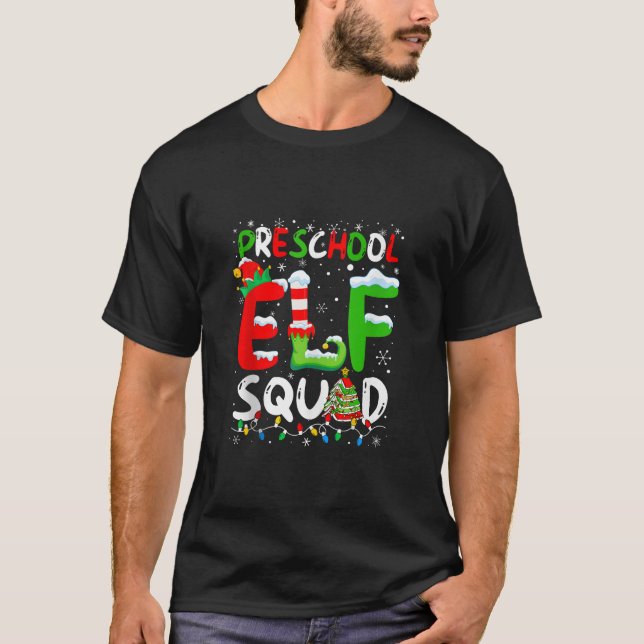 Preschool ELF Squad Funny Christmas ELF Student Te T-Shirt (Vorderseite)