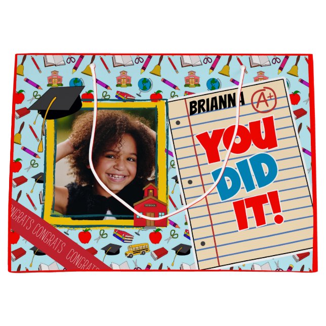 Preschool/Kindergarten Graduation Photo Gift Bag Große Geschenktüte (Vorderseite)