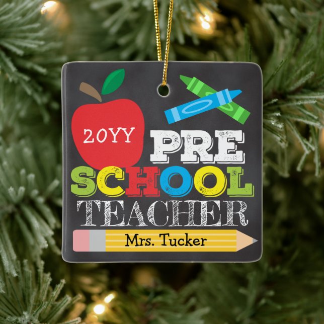 Preschool-Lehrer Pre-K Keepake Bright Keramikornament (Baum)