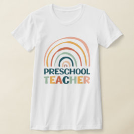 Preschool Lehrer Retrofarben boho Regenbogen T-Shirt