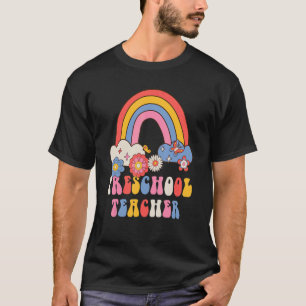 Preschool Retro Groovy Floral Rainb T-Shirt
