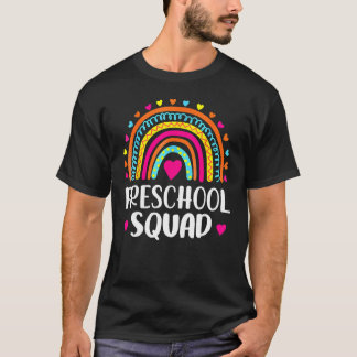 Preschool Squad Lehrerin Funny Rainbow Back to Sc T-Shirt