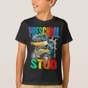 Preschool Stud Monster Truck Dinosaur T-Shirt